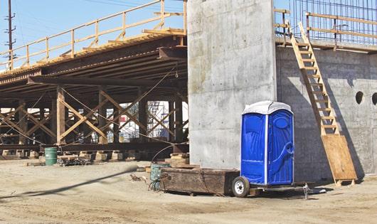 convenient bathroom solution for workers on a busy work site