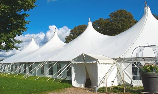 high-quality portable restrooms stationed at a wedding, meeting the needs of guests throughout the outdoor reception in Danvers, MA